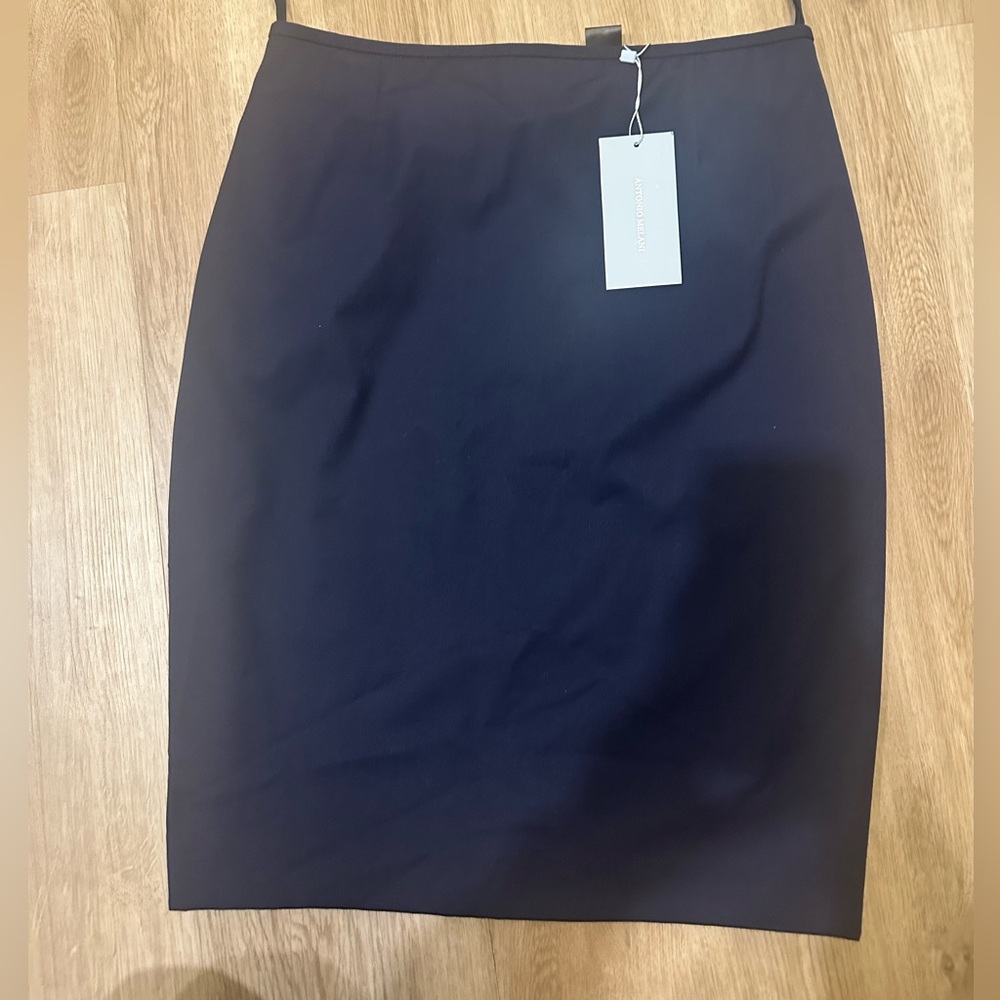 Antonio Melani Navy Stretch Pencil Skirt Career Capsule Basic Womens Size 6